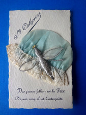 CARTE POSTALE FANTAISIE BRODEE BONNET DE STE CATHERINE