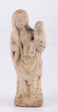 Vierge à l'enfant - Sculpture Romane - Pierre – Haute-Époque - France - XII
