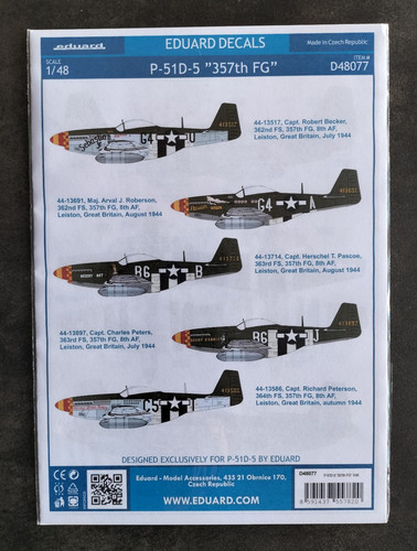 Eduard decals 51d 5 - decals, p-51d-5