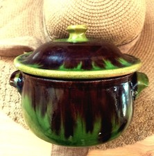 MARMITE EN TERRE CUITE VERNISSEE FLAMMEE - LOURDE & PETITE POTERIE DE SAVOIE ?