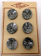 Lot 6 Gros Boutons anciens en galalithe sur plaquette - Mercerie vintage