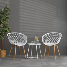 Chaise de jardin Lot de 2 avec accoudoirs Blanc Fauteuils Plastique Homestyle4u