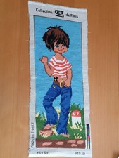 Canevas fini vintage poulbot auto stoppeur Collection SEG de Paris 25x60 cm