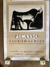Affiche ancienne vintage  PICASSO  tauromachie 1954 ENTOILÉE