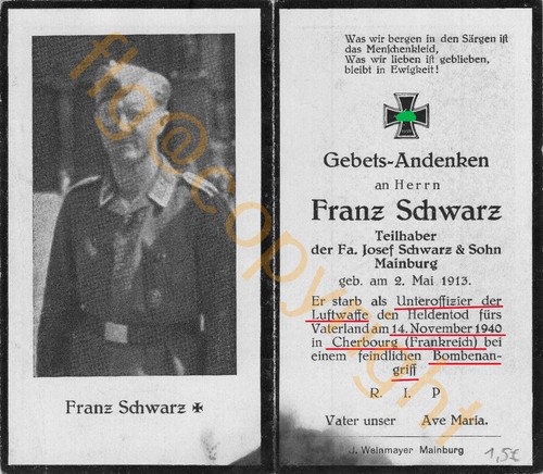 Sterbebild sous officier - ,