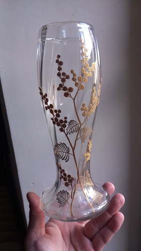 Vase verre décor doré - vase,