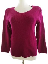 ⭐ EVALINKA Pull pour Femmes Pourpre S Manches longues Acrylique Encolure ronde ⭐