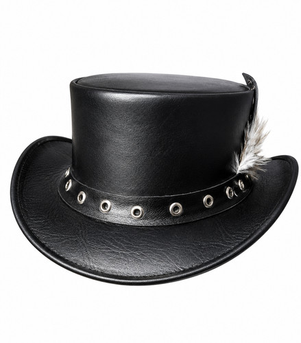 Chapeau haut forme cuir - haut,