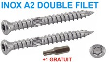 400 x Vis 5x60mm inox A2 Double Filet Terrasse Bois Dur + 1 Embouts GRATUIT