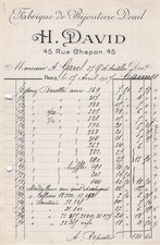 75 PARIS bijoutier H DAVID