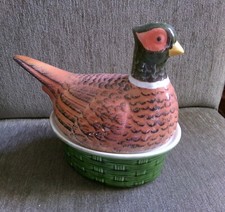 Terrine zoomorphe - faisan - en faience du portugal - Longueur 17 cm