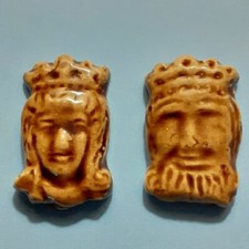 FEVES COUPLE ROI REINE  - MAURIN  1988 céramique vernis colorée