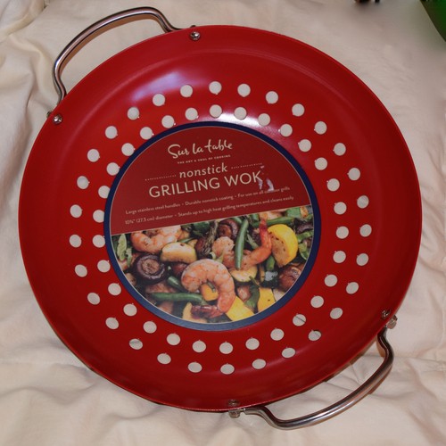 Nonstick outdoor grilling wok - nonstick,