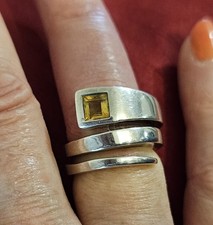 Bague Gucci Vintage Serpentin Topaze , Argent Massif 