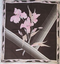 -Superbe Foulard LEONARD   100% soie  (T)BEG  vintage Scarf 