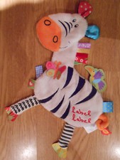 Doudou peluche zèbre blanc - zèbre,