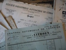 LOT FACTURE CONCESSION SIMCA FORD PEUGEOT CITROEN CHAUSSON MATFORD 1948 NANCY