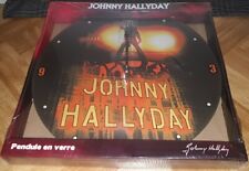 NEUVE SCELLEE JOHNNY HALLYDAY PENDULE HORLOGE EN VERRE 38 CM FANAVENUE