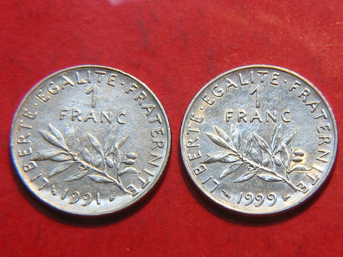 Lot pièces 1 franc - 2,