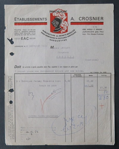 Facture jurancon 1963 - facture,
