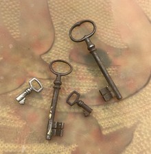Skeleton Key French Large Steel Chateau Keys 5” Set 4 Heavy Door Cabinet Drawer