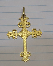 -BELLE CROIX PENDENTIF plaqué OR ETAT NEUF BIJOU ANCIEN RELIGION VITRINE   D