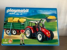 Playmobil Ref 4496 Ferme  Tracteur / remorque  foin / fermier (2004) Boite NEUVE