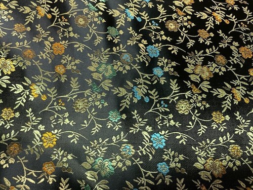 Tissu satin jacquard noir - tissu,