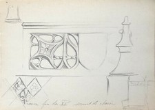 ANDRE NIVARD 1880-1969 Dessin Ancien Étude Sommet Chaise Gothique c.1908/1909 #9