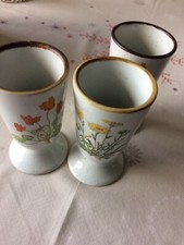 Vintage 3 mazagrans en grès décor fleurs années 80