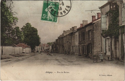 Cpa attigny rue de reims - cpa,