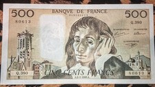 Billet 500 Francs Pascal 2/1/1992 ( Pas de Trous )