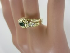 Bague En Émeraude Cabochon Et Diamant En Or Jaune 14K 0,35 Ct 0,43 Ct TW