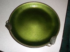 Evans enamel over bronze plate with leaf