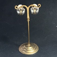 Rare Bijoux Paire Boucles D'oreille Or 18k Et Argent Signé CHRISTOFLE