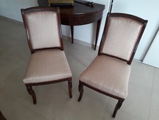 Chaises anciennes acajou massif et palissandre, restaurées à neuf,beige et rose