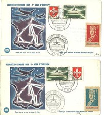 LIBERATION..RRR..LYON Journée du timbre sur 2 ENV. avec les 2 Vignette De Gaulle