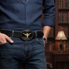 Hommes Boucle Noir or Métal