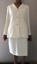 Ensemble De Costume Veste Longue Et Jupe Femme Ecru  Genny Made In Italy T40/42