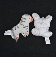 🍀Lot 2 Peluche Doudou Lapin + Zèbre  ABSORBA petit modèle  TTBE
