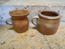 2 Pots Anciens en Grès Pot à graisse art culinaire populaire