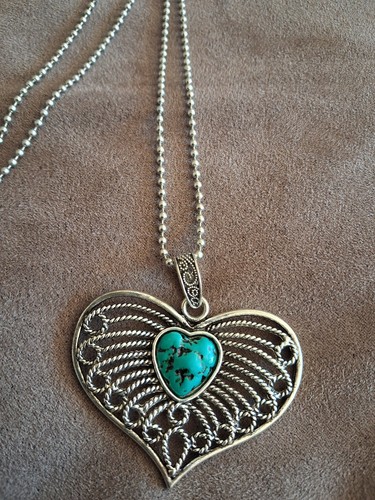Pendentif coeur pierre bleue - pendentif,