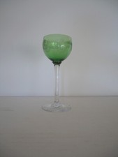 1 Rare verre du Rhin cristal overlay de couleur vert Saint ST Louis Manon