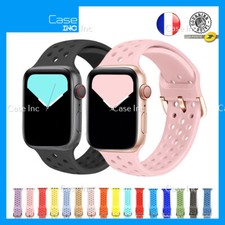 Bracelet Sport Silicone pour Apple Watch 38 40 41 42 44 45 mm Serie 8 7 6 5 4 SE