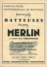 Publicité ancienne batteuses Merlin matériel agricole 1955 issue de magazine