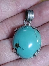 Pendentif Argent Massif & Turquoise 11,1 g Bijoux Vintage