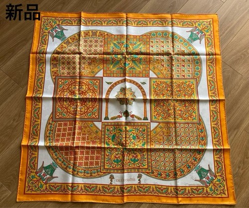 écharpe soie orange hermes - Écharpe,
