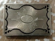 ANCIEN ETUI BOITE A CIGARETTES ARGENT MASSIF OUVRAGE ET EMAIL NOIR POINCON 925