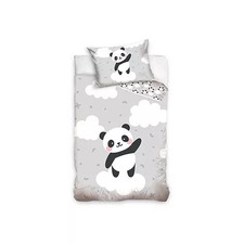 Parure lit Housse de couette réversible " PANDA " 100% coton bébé 90 x