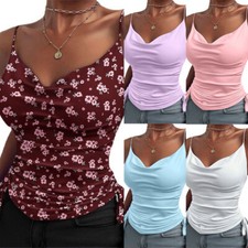 Femmes Sexy Sans Manches Cami Col Bénitier T-Shirt Chemisier Gilet Débardeur /